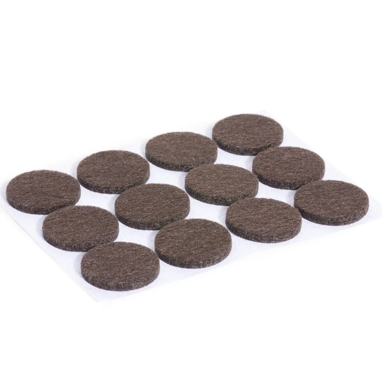 Lot de 12 patins en feutre adhésif marron - Ø22 mm