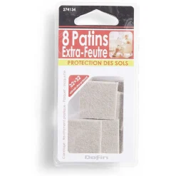 Lot de 8 patins en feutre adhésif ultra puissant - 32x32 mm