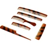 Lot de 6 peignes en plastique marron et noir