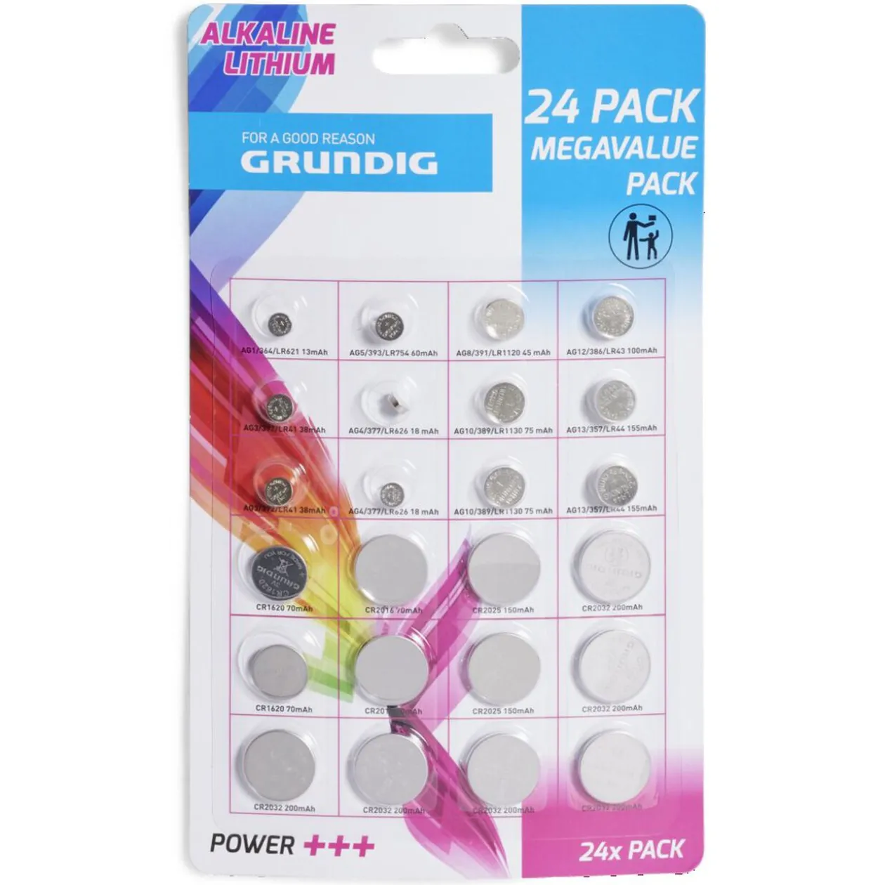 Lot de 24 piles bouton AG et CR