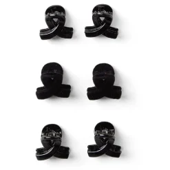 Lot de 6 pinces à cheveux effet noué plastique noir brillant 2cm