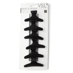 Lot de 6 pinces à cheveux plastique noir