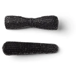Lot de 2 pinces à cheveux plates crocodile à strass noir