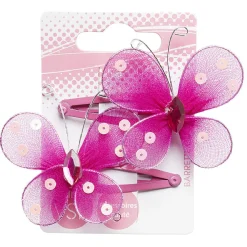 Lot de 2 pinces clic clac rose avec papillon