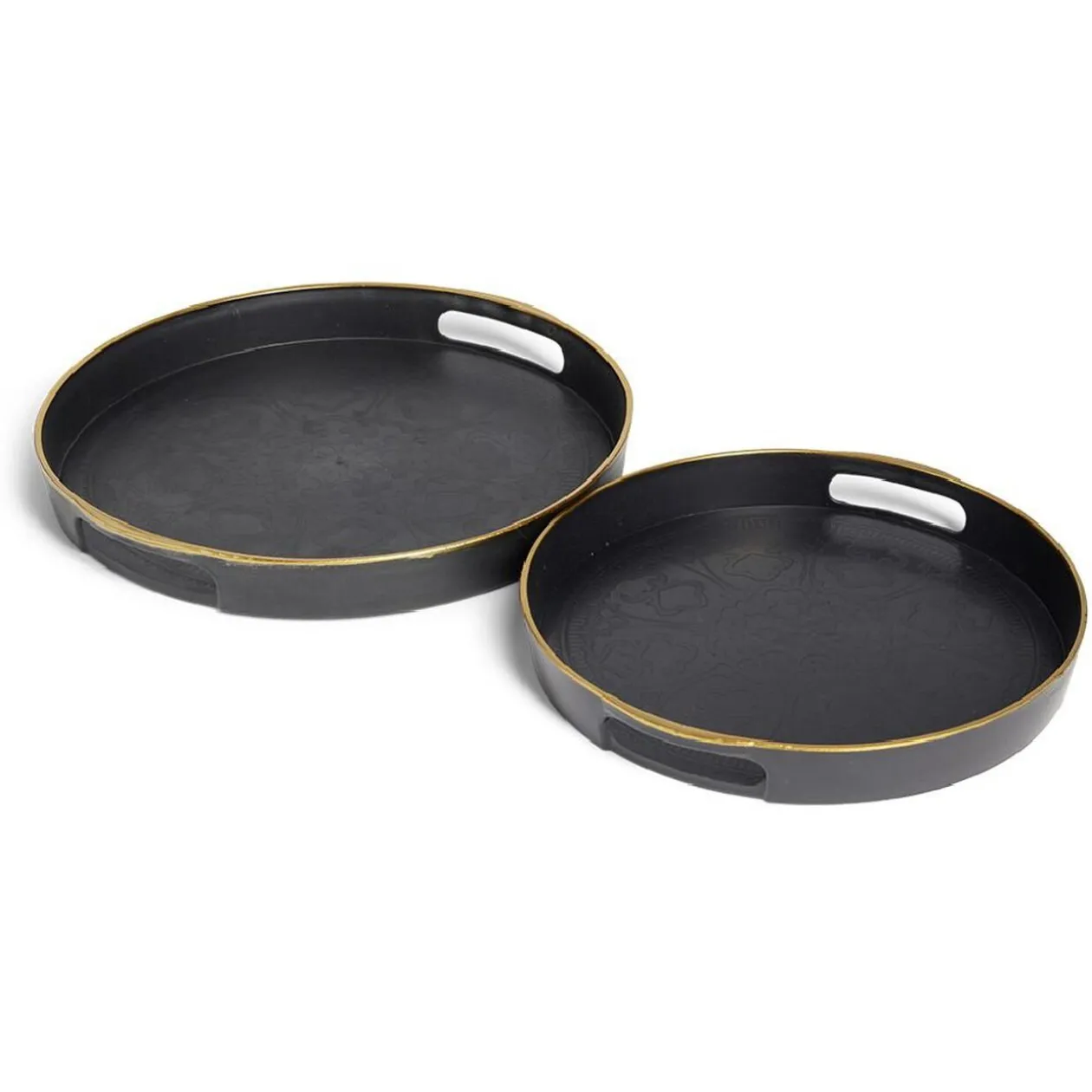 Lot de 2 plateaux Ø29cm et Ø36cm plastique noir