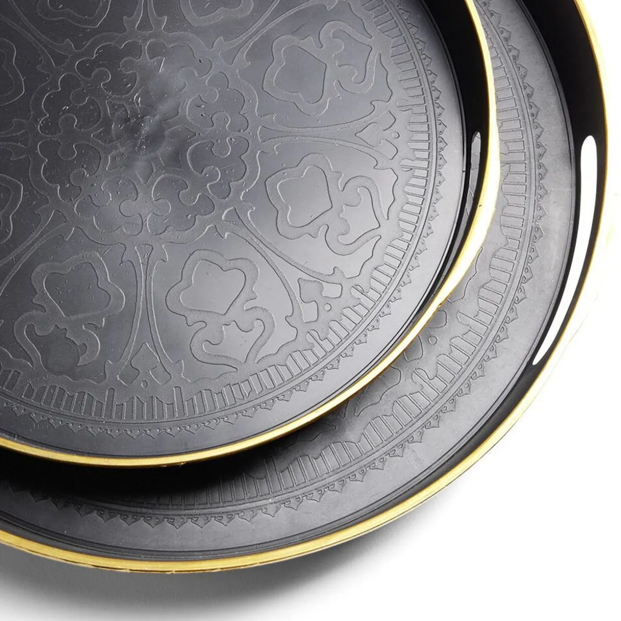 Lot de 2 plateaux Ø29cm et Ø36cm plastique noir