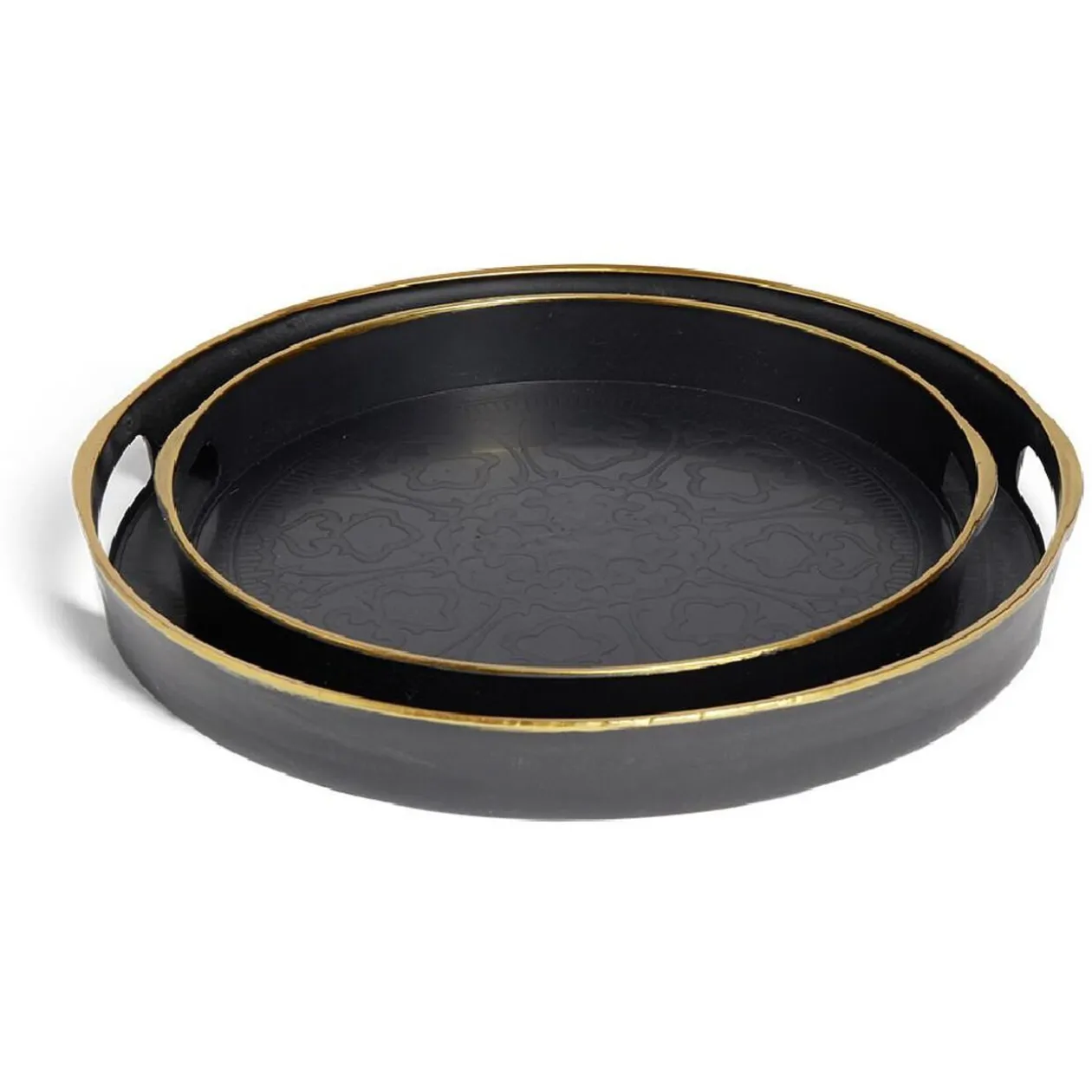 Lot de 2 plateaux Ø29cm et Ø36cm plastique noir