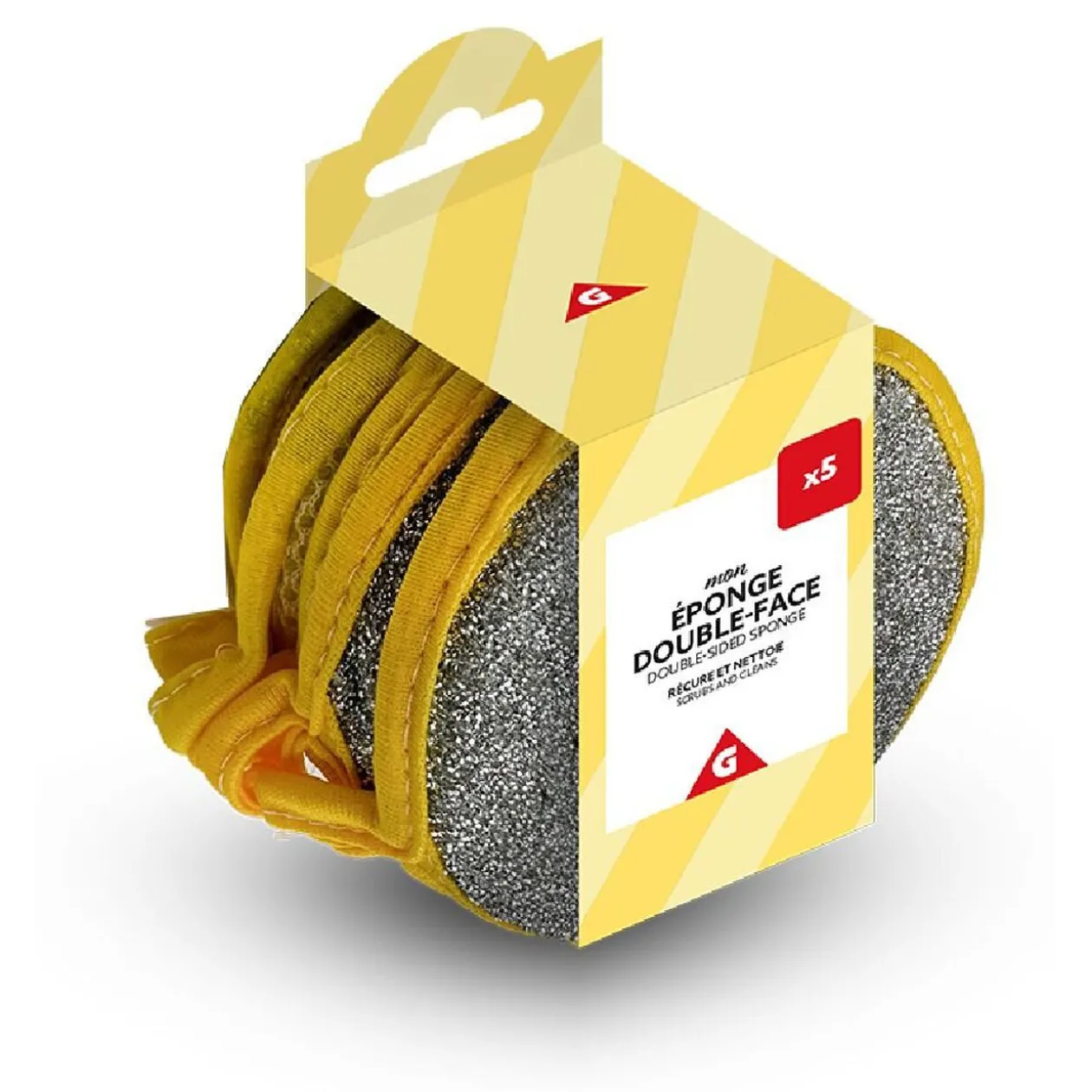 Lot de 5 éponges à vaisselle double-face récurante et nettoyante