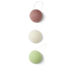 Lot de 3 éponges konjac coeur vert beige marron