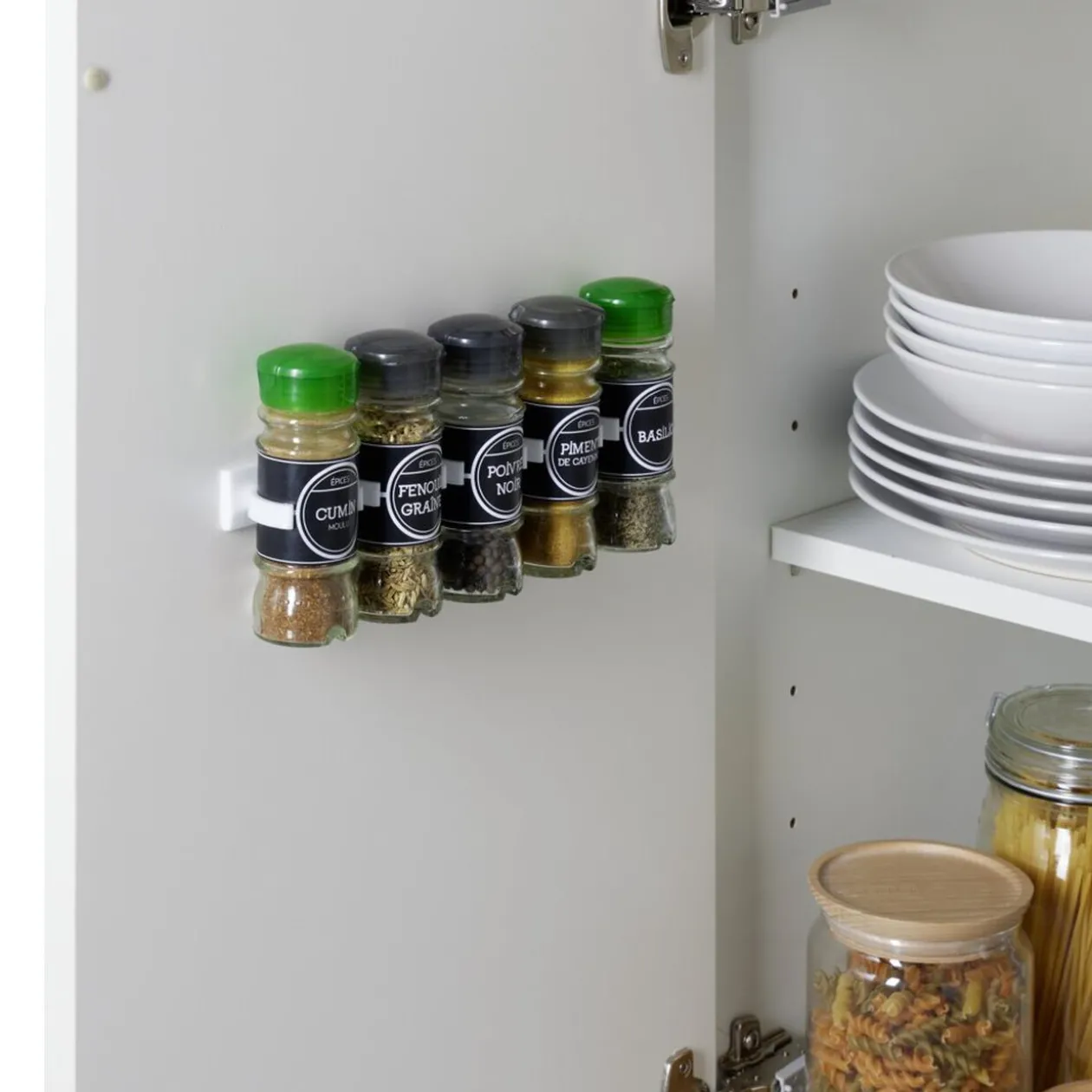 Lot de 2 porte-épices adhésifs support de rangement pour bocal