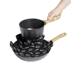 Lot de 3 protège-poêles Ø38cm polyester noir ou gris