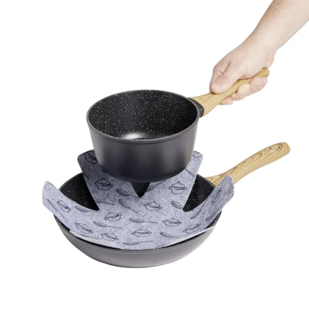 Lot de 3 protège-poêles Ø38cm polyester noir ou gris