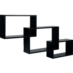 Lot de 3 étagères rectangulaires en bois noir