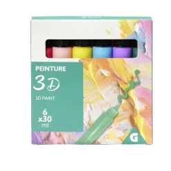 Lot de 6 tubes de peinture 3D acrylique 30ml