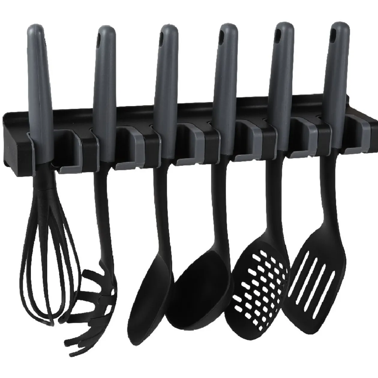 Lot de 6 ustensiles avec support noir gris