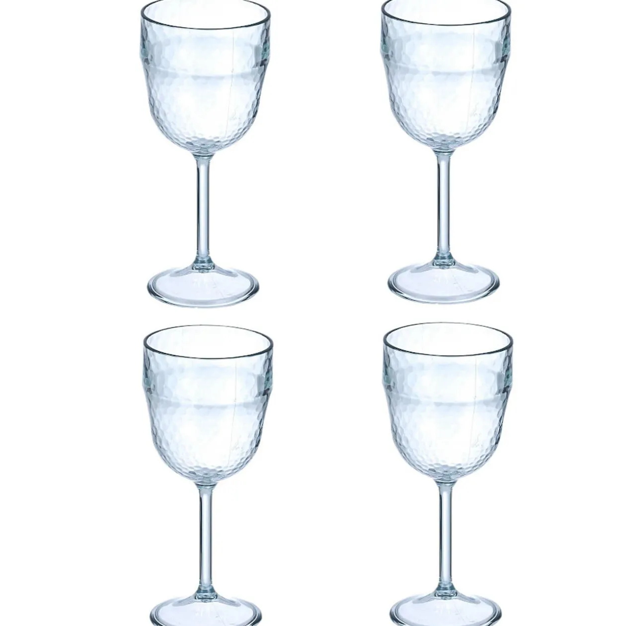 Lot de 4 verres à pied en plastique effet martelé