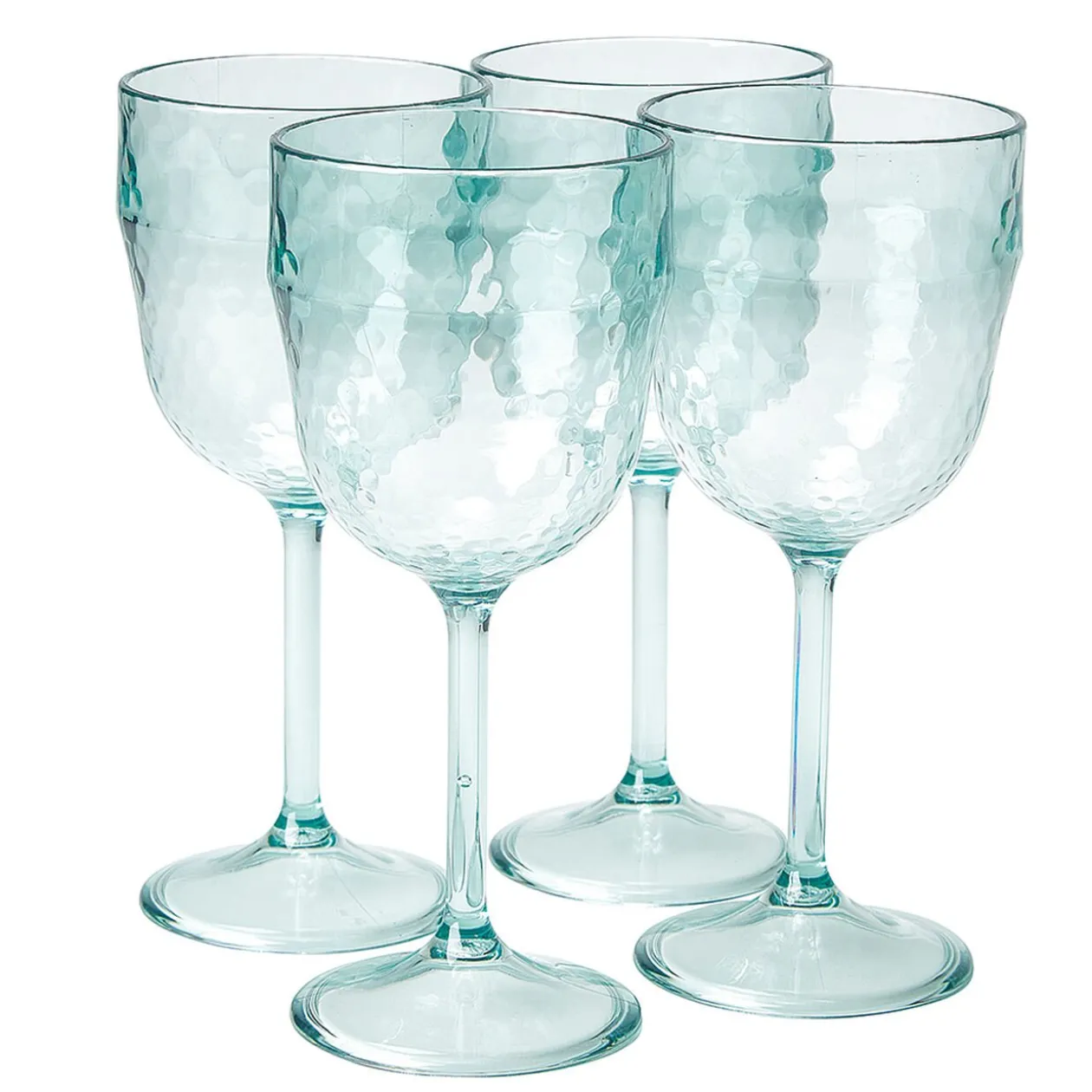 Lot de 4 verres à pied en plastique effet martelé