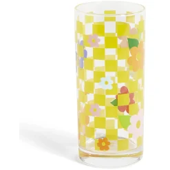 Lot de 3 verres motif fleurs et carreaux 290ml