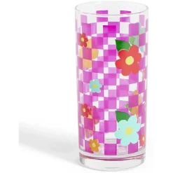 Lot de 3 verres motif fleurs et carreaux 290ml