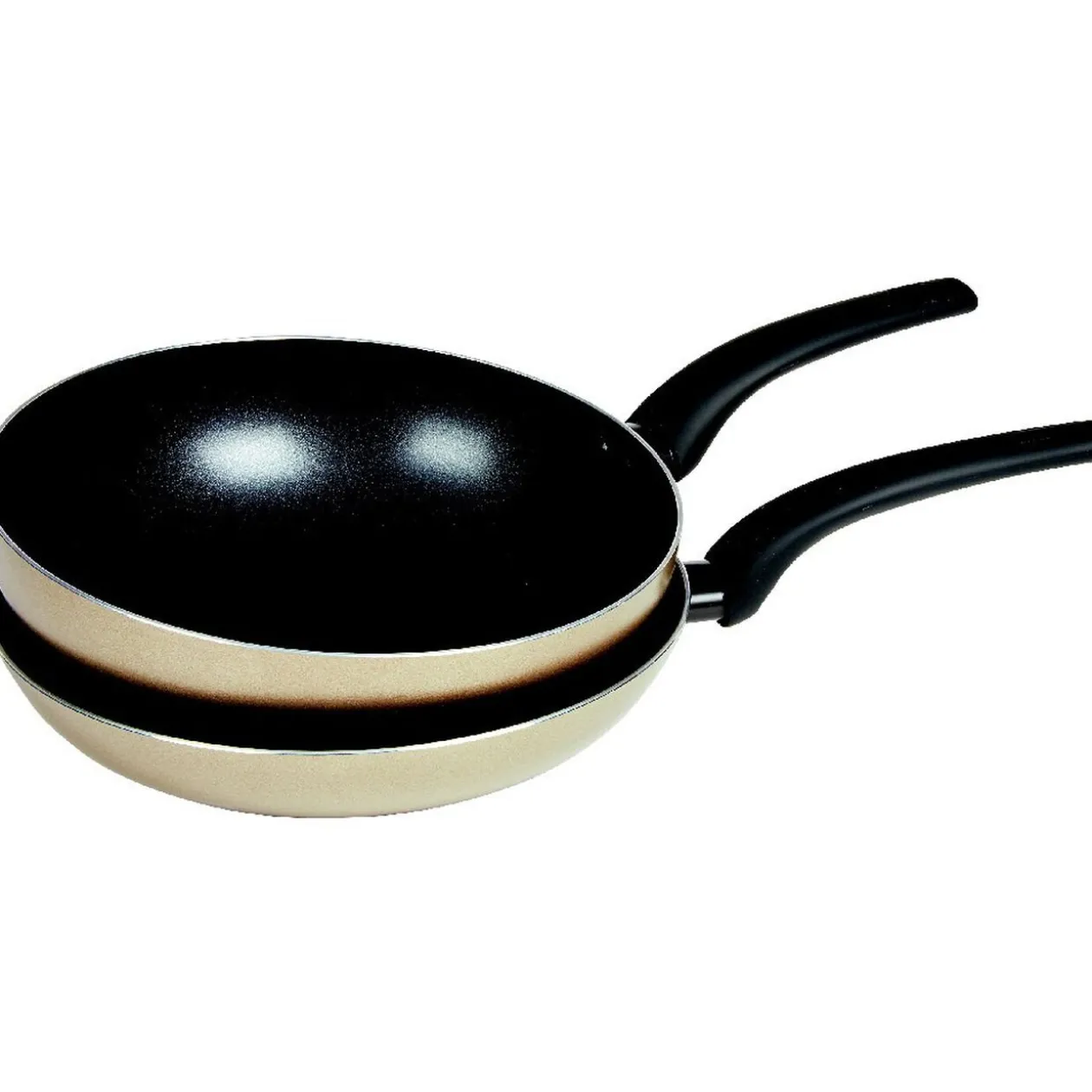 Lot poêle et wok anti-adhésif argenté