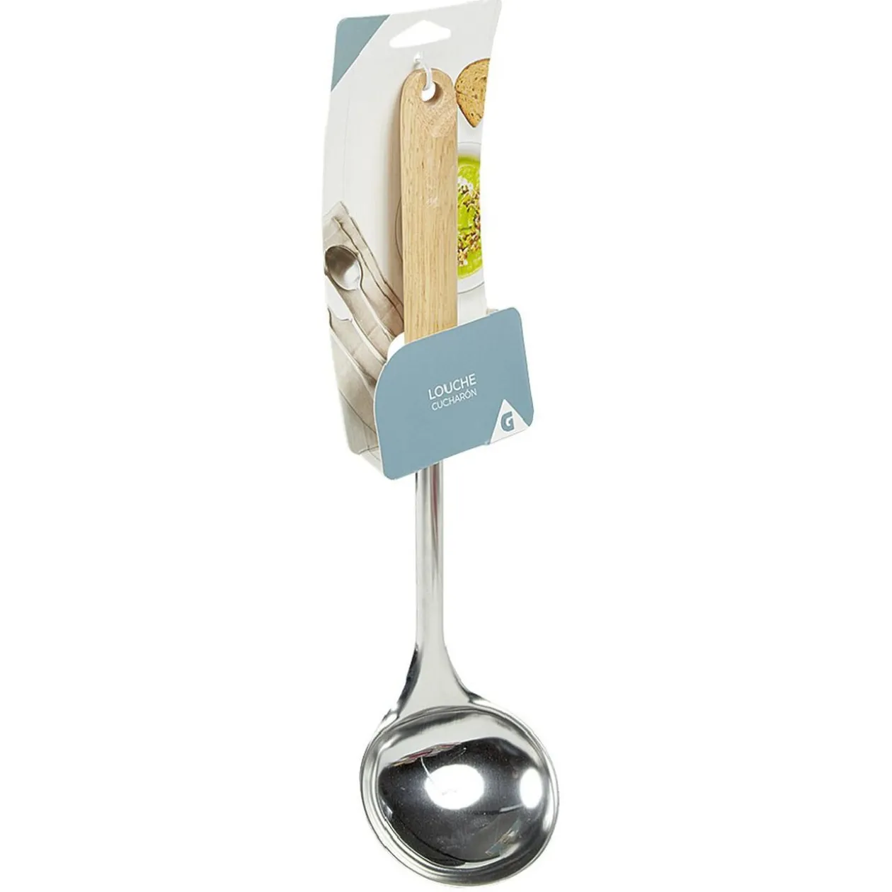 Louche en inox avec manche en bois