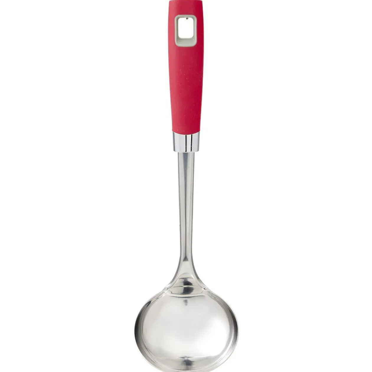 Louche inox manche en polypropylène rouge