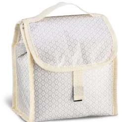 Lunch bag réfrigérant beige et gris motif macramé