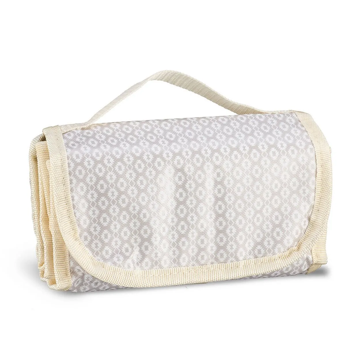 Lunch bag réfrigérant beige et gris motif macramé