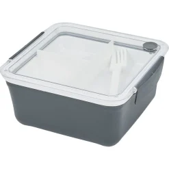 Lunch box 2 niveaux plastique gris 95cl