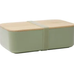 Lunchbox en plastique avec couvercle bambou +sangle silicone 900 ml