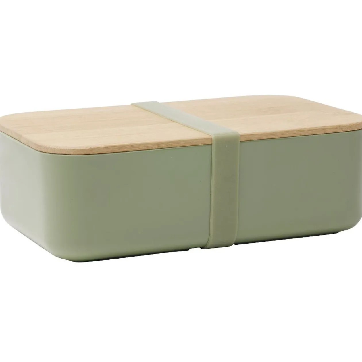 Lunchbox en plastique avec couvercle bambou +sangle silicone 900 ml