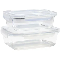 Lunchbox en verre x2 avec couvercle 640ml et 1,05L