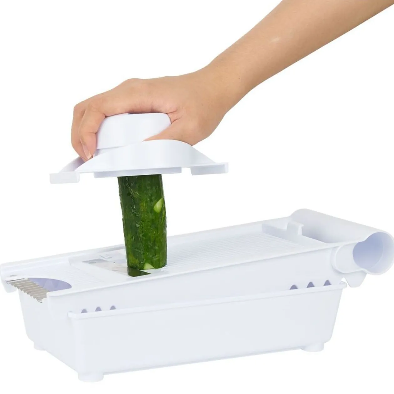 Mandoline multifonctions 5 en 1 en plastique et inox