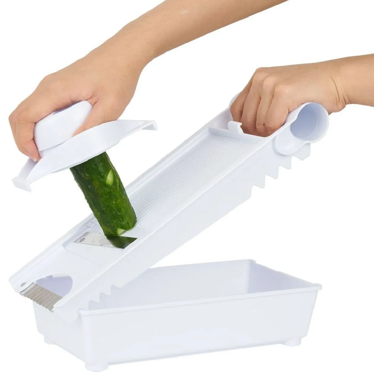 Mandoline multifonctions 5 en 1 en plastique et inox