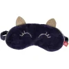 Masque de nuit adulte Taille unique design chat bleu et doré 100% coton