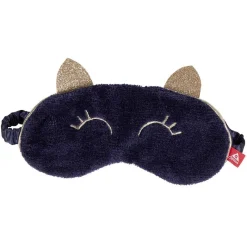 Masque de nuit adulte Taille unique design chat bleu et doré 100% coton
