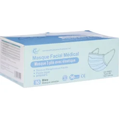Masque facial Médical Type IIR BFE>98% 3 plis - Boîte de 50 pcs