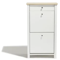 Meuble à chaussures Bristol blanc et naturel