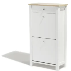 Meuble à chaussures Bristol blanc et naturel