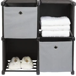 Meuble de rangement 4 casiers avec 2 panières