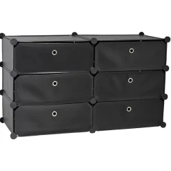 Meuble de rangement 6 tiroirs noir