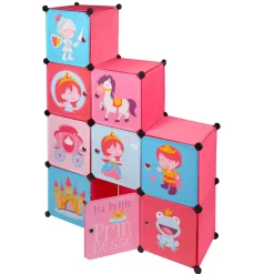 Meuble de rangement casier escalier enfant motif princesse