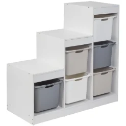 Meuble de rangement casiers escalier bois blanc