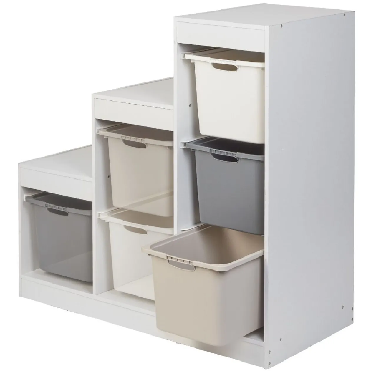 Meuble de rangement casiers escalier bois blanc