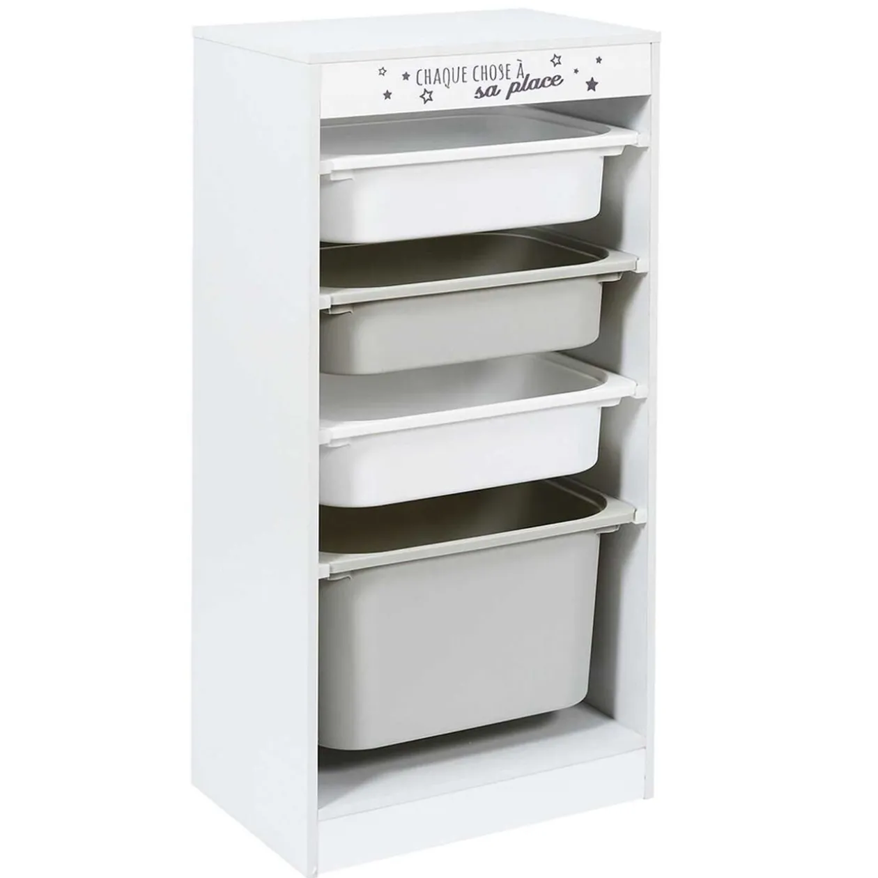 Meuble de rangement enfant Tidy 3 bacs bois gris blanc 45x30xH88,5cm