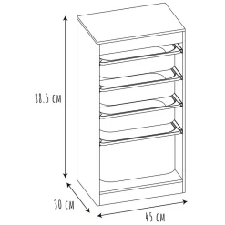 Meuble de rangement enfant Tidy 3 bacs bois gris blanc 45x30xH88,5cm
