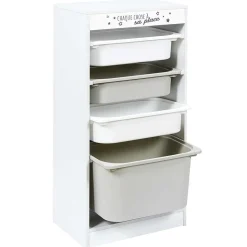Meuble de rangement enfant Tidy 3 bacs bois gris blanc 45x30xH88,5cm