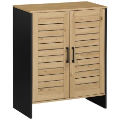 Meuble salle de bain 2 portes naturel et noir 60x30xH75 cm - Richmond