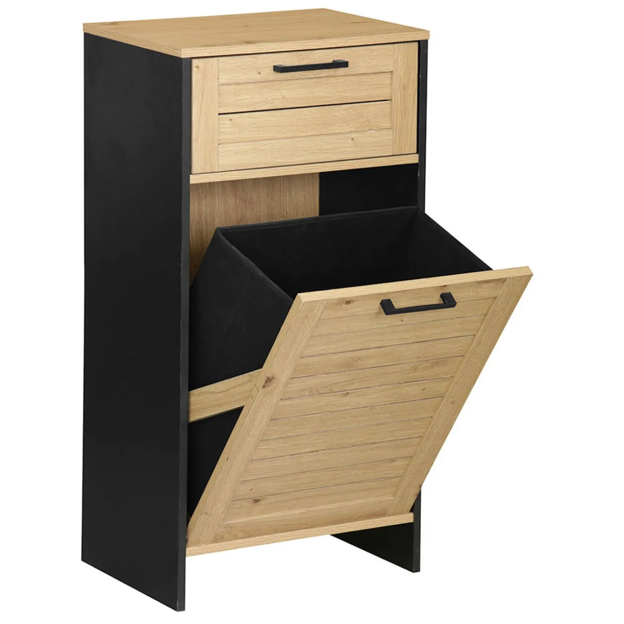 Meuble salle de bain naturel et noir 40x30xH80 cm - Richmond