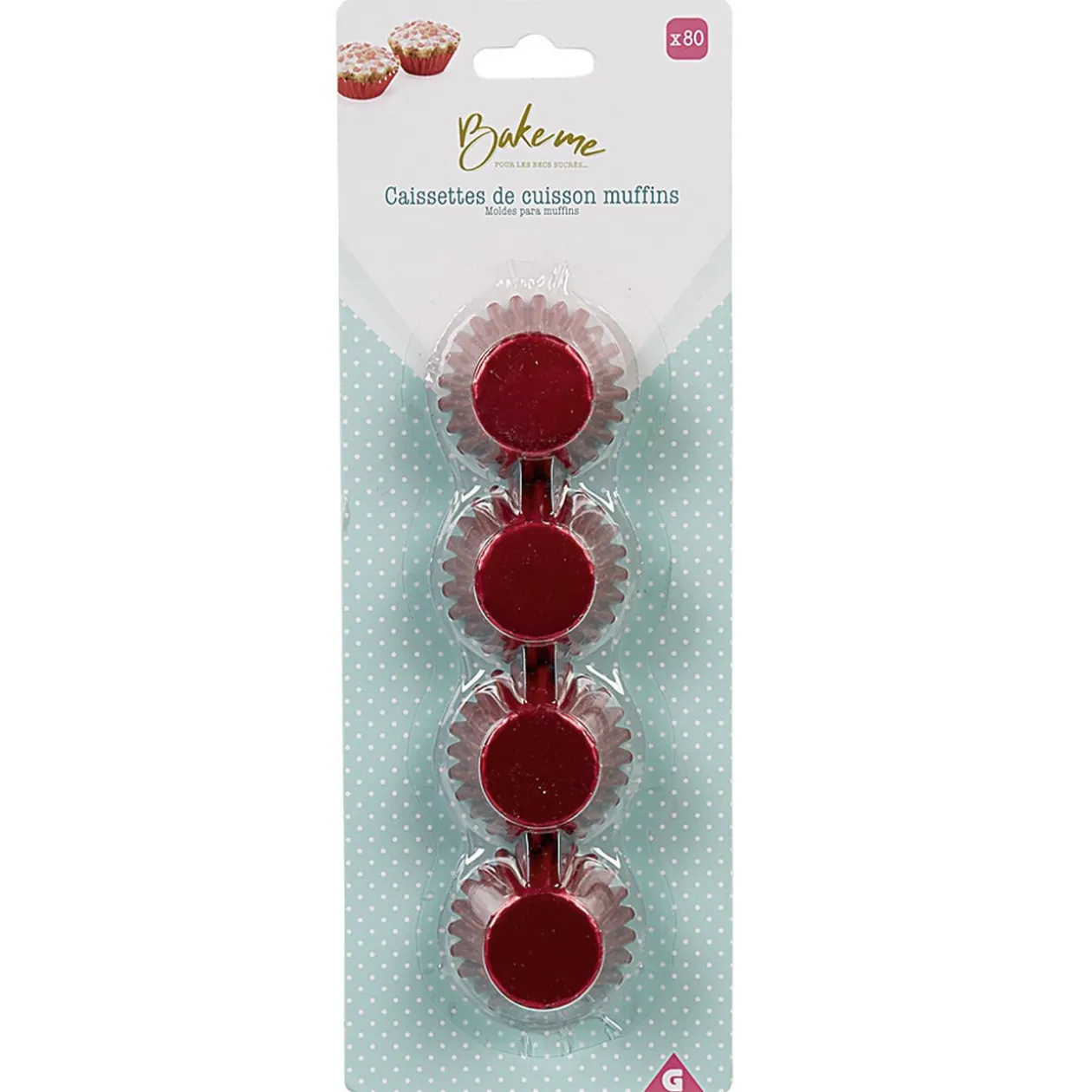 Mini caissette à muffin aluminium rouge x80